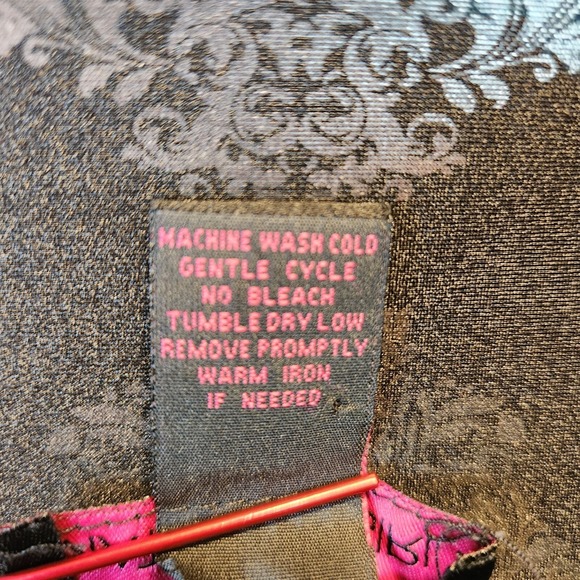 Material Girl Leggings Womens M Black & Silver Stretch Floral High-Rise Pull On - Picture 4 of 8